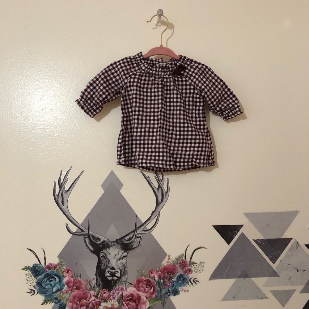 Plaid Sweater Top with Bow